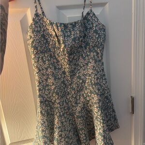 Shein Blue Floral Dress with Spaghetti Straps